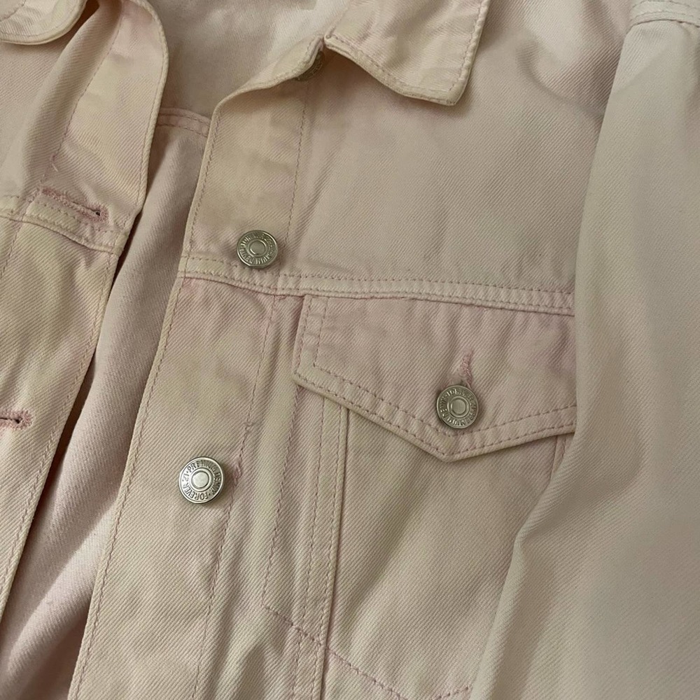 NWOT Forever 21 white and pink Jean Jacket - Picture 2 of 4